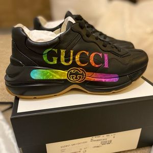 Gucci Rhython black rainbow sneakers 🌈 🔥
